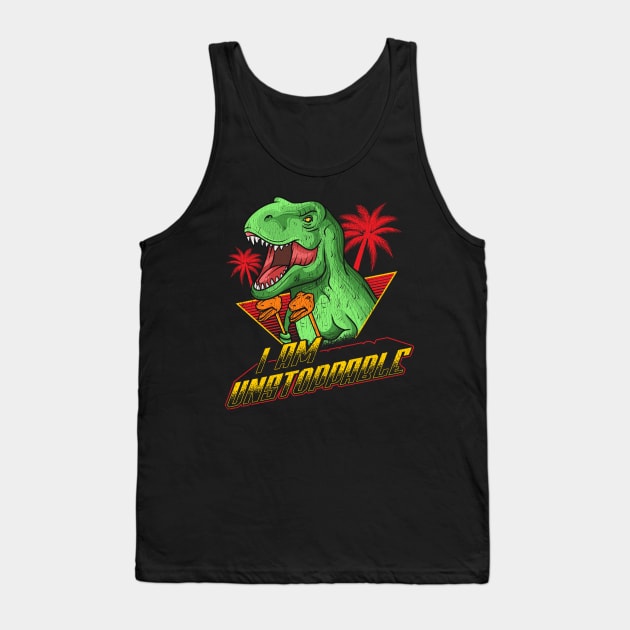 I Am Unstoppable TRex Funny Short Dinosaur Joke Tank Top by theperfectpresents